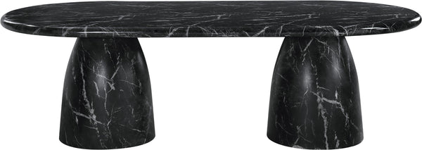 Meridian Furniture Cosenza Art Deco Concrete Dining Table Seats Eight to Ten Indoors or Outdoors Black 96 inches 708Black-T
