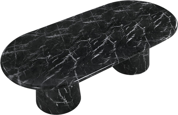 Meridian Furniture Cosenza Art Deco Concrete Dining Table Seats Eight to Ten Indoors or Outdoors Black 96 inches 708Black-T