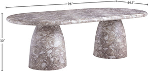 Meridian Furniture Cosenza Art Deco Concrete Dining Table Seats Eight to Ten Indoors or Outdoors Brown 96 inches 708Brown-T