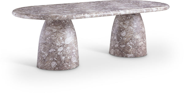 Meridian Furniture Cosenza Art Deco Concrete Dining Table Seats Eight to Ten Indoors or Outdoors Brown 96 inches 708Brown-T
