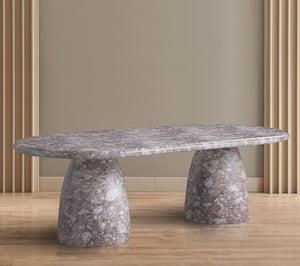 Meridian Furniture Cosenza Art Deco Concrete Dining Table Seats Eight to Ten Indoors or Outdoors Brown 96 inches 708Brown-T