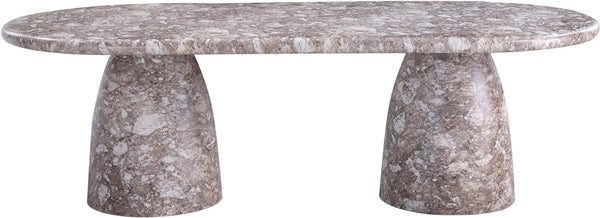 Meridian Furniture Cosenza Art Deco Concrete Dining Table Seats Eight to Ten Indoors or Outdoors Brown 96 inches 708Brown-T