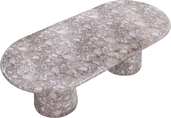 Meridian Furniture Cosenza Art Deco Concrete Dining Table Seats Eight to Ten Indoors or Outdoors Brown 96 inches 708Brown-T