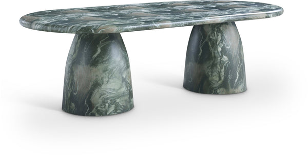 Meridian Furniture Cosenza Art Deco Concrete Dining Table Seats Eight to Ten Indoors or Outdoors Green 96 inches 708Green-T
