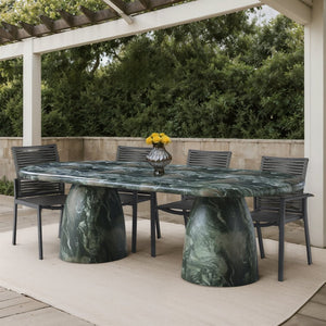 Meridian Furniture Cosenza Art Deco Concrete Dining Table Seats Eight to Ten Indoors or Outdoors Green 96 inches 708Green-T