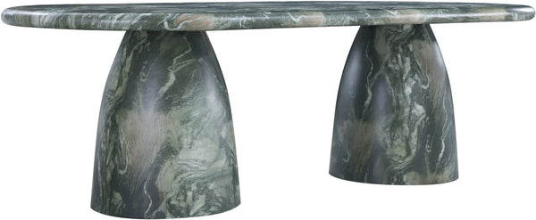 Meridian Furniture Cosenza Art Deco Concrete Dining Table Seats Eight to Ten Indoors or Outdoors Green 96 inches 708Green-T