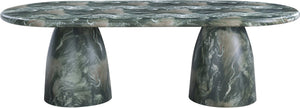 Meridian Furniture Cosenza Art Deco Concrete Dining Table Seats Eight to Ten Indoors or Outdoors Green 96 inches 708Green-T