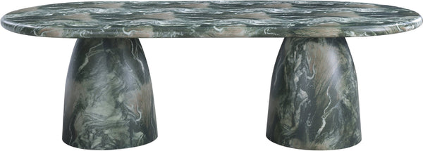 Meridian Furniture Cosenza Art Deco Concrete Dining Table Seats Eight to Ten Indoors or Outdoors Green 96 inches 708Green-T