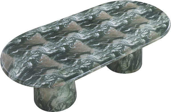 Meridian Furniture Cosenza Art Deco Concrete Dining Table Seats Eight to Ten Indoors or Outdoors Green 96 inches 708Green-T