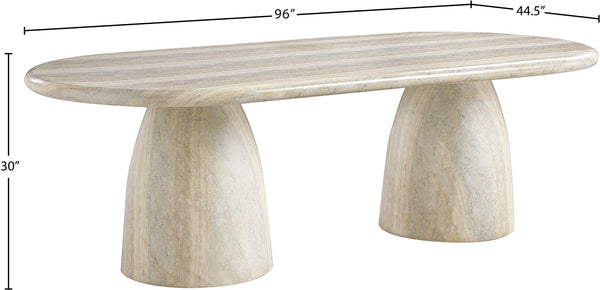 Meridian Furniture Cosenza Art Deco Concrete Dining Table Seats Eight to Ten Indoors or Outdoors Natural 96 inches 708Travertine-T