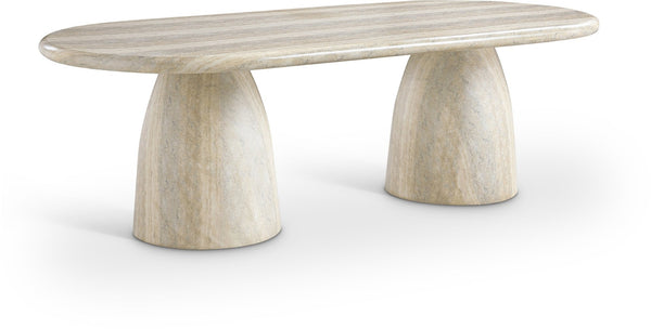 Meridian Furniture Cosenza Art Deco Concrete Dining Table Seats Eight to Ten Indoors or Outdoors Natural 96 inches 708Travertine-T