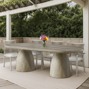 Meridian Furniture Cosenza Art Deco Concrete Dining Table Seats Eight to Ten Indoors or Outdoors Natural 96 inches 708Travertine-T