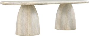 Meridian Furniture Cosenza Art Deco Concrete Dining Table Seats Eight to Ten Indoors or Outdoors Natural 96 inches 708Travertine-T
