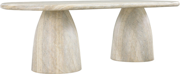 Meridian Furniture Cosenza Art Deco Concrete Dining Table Seats Eight to Ten Indoors or Outdoors Natural 96 inches 708Travertine-T