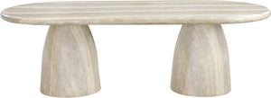 Meridian Furniture Cosenza Art Deco Concrete Dining Table Seats Eight to Ten Indoors or Outdoors Natural 96 inches 708Travertine-T