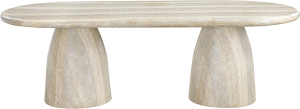 Meridian Furniture Cosenza Art Deco Concrete Dining Table Seats Eight to Ten Indoors or Outdoors Natural 96 inches 708Travertine-T