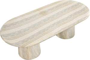 Meridian Furniture Cosenza Art Deco Concrete Dining Table Seats Eight to Ten Indoors or Outdoors Natural 96 inches 708Travertine-T