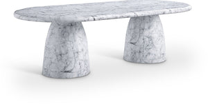 Meridian Furniture Cosenza Art Deco Concrete Dining Table Seats Eight to Ten Indoors or Outdoors White 96 inches 708White-T