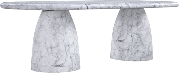 Meridian Furniture Cosenza Art Deco Concrete Dining Table Seats Eight to Ten Indoors or Outdoors White 96 inches 708White-T