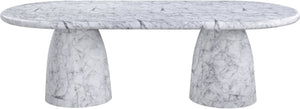 Meridian Furniture Cosenza Art Deco Concrete Dining Table Seats Eight to Ten Indoors or Outdoors White 96 inches 708White-T