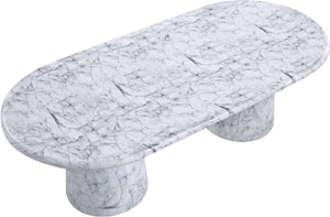Meridian Furniture Cosenza Art Deco Concrete Dining Table Seats Eight to Ten Indoors or Outdoors White 96 inches 708White-T
