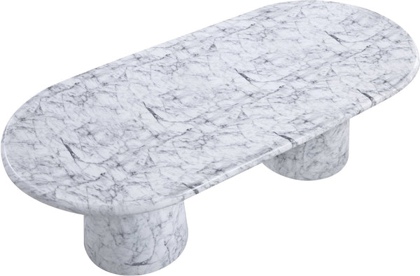 Meridian Furniture Cosenza Art Deco Concrete Dining Table Seats Eight to Ten Indoors or Outdoors White 96 inches 708White-T