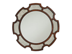Lexington Del Mar Round Mirror - Antique Mirrored Frame With Ribbon Stripe Mahogany For Timeless Style Brentwood  708-201
