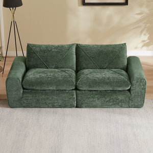 English Elm Modern Chenille Sectional Sofa with Foot Extension Low Profile Living Room Comfort Green W3396P463871
