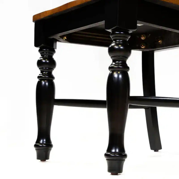 English Elm Transitional Westerham Arm Chair Set of 2 — Dark Cherry wood, upholstered comfort, gold-capped legs elegance Black,Oak 41 L x 20 W x 12 H B2741P408862