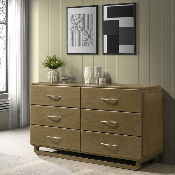 English Elm Tully 6-Drawer Dresser In Warm Nutmeg Finish - Stylish Storage Solution For Modern Bedrooms B062P374095-GIGA