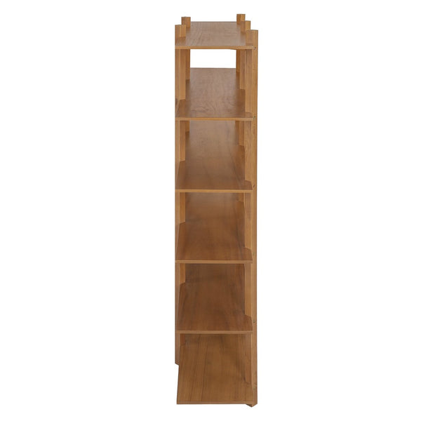 English Elm 6 Tier Acacia Veneer Bookshelf Open Storage Unit Heavy Duty Pine Wood Frame Display N758P412462N