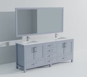 English Elm Dark Grey Double Bath Vanity 84" W x 22" D with Cultured Marble Top, Chrome Faucet & 34" Mirror, Durable Finish B2731S01114