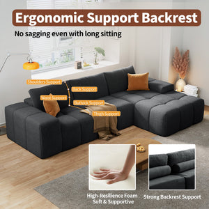 English Elm L-Shaped Modular Sofa - No Assembly, Soft Flannelette, Deep Cushion Comfort For Modern Living Spaces W3737S00004