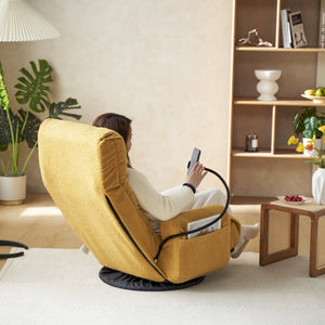 English Elm Adjustable ergonomic gaming lounge chair with 360° swivel, spring seat comfort and phone holder Yellow W244P172638