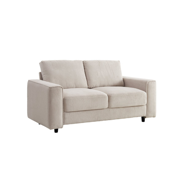 English Elm Modern Minimalist Corduroy Sectional Sofa Set - Soft Beige Fabric With Black Legs For Stylish Comfort B347S00006