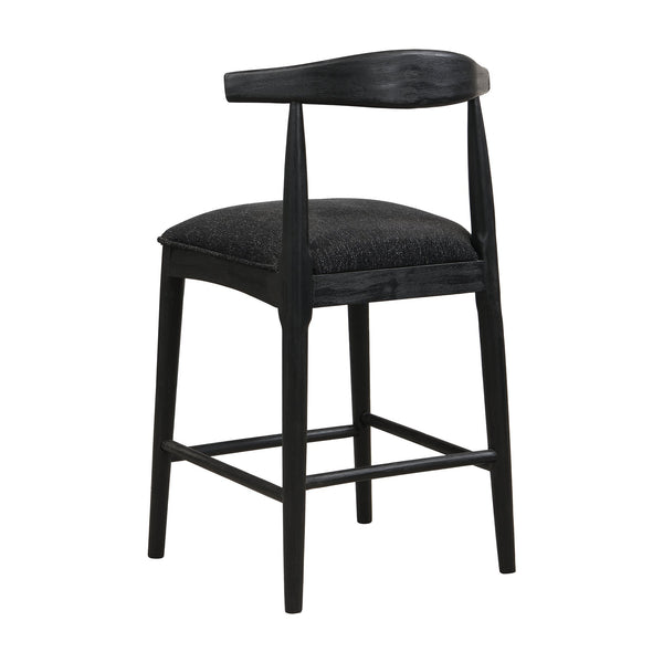 English Elm Christopher Knight Home® - COUNTER Ladder Back Farmhouse Counter Stool Set of 2 with Upholstered Seats and Tapered Rubberwood Legs Black N771P339881H