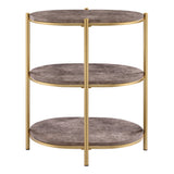 OSP Home Furnishings Renton 3-Tier Oval Table Brown Stone/Soft Gold