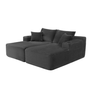 English Elm 75"cloud Plush Fabric Sectional with Double Chaise Deep Seat and Cup Holder for Living Room W3975S00053
