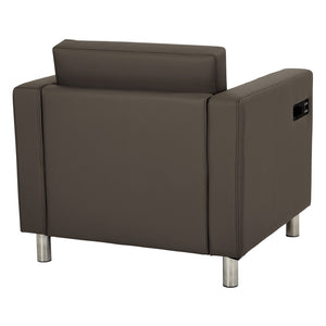 OSP Home Furnishings Atlantic Lounge Chair with Built-in Ac Outlet and Usb Port for Modern Living Spaces Graphite ATL51-R111