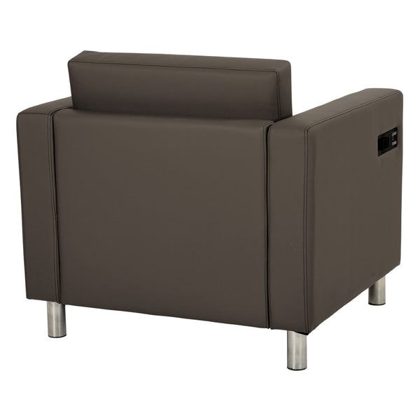 OSP Home Furnishings Atlantic Lounge Chair with Built-in Ac Outlet and Usb Port for Modern Living Spaces Graphite ATL51-R111