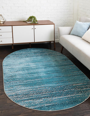 Unique Loom Oasis Calm Machine Made Abstract Rug Blue, Navy Blue/Ivory 8' 0" x 10' 0"