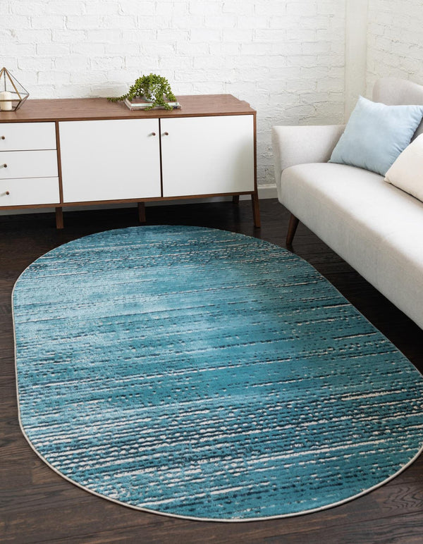 Unique Loom Oasis Calm Machine Made Abstract Rug Blue, Navy Blue/Ivory 8' 0" x 10' 0"