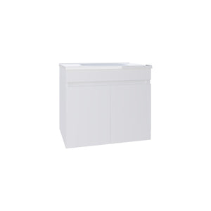 English Elm Chaux Floating Wide Double-Door Vanity 23.2" with Glossy Resin Sink & Two Shelves, Space-Saving White B070P337122