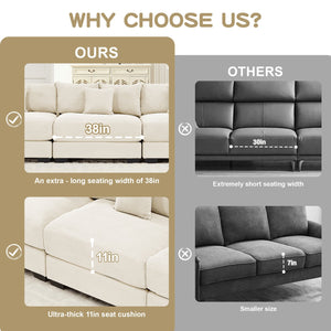 English Elm 82.6" Oversized Cloud Modular L-Shape Sectional Couch With Ottoman, 6 Pillows, Ergonomic Comfort Design W714S01285