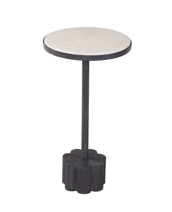Basset Mirror Sprout Accent Table - Elegant White Marble Top With Bold Black Iron Frame & Unique Scalloped Base Black Iron,Marble 7090-lr-223