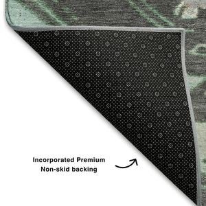 HomeRoots 5' X 8' Stylish Mint Green Tribal Area Rug - Washable, UV Protected, Durable for Kids & Pets 709002