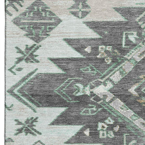 HomeRoots 5' X 8' Stylish Mint Green Tribal Area Rug - Washable, UV Protected, Durable for Kids & Pets 709002