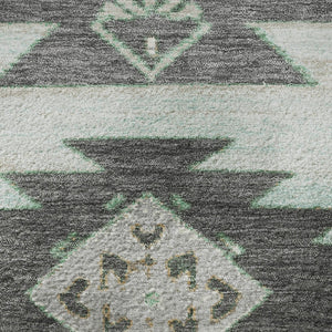 HomeRoots 8' X 10' Stylish Mint Green Tribal Area Rug - Washable, UV-Protected, & Perfect for Active Homes! 709004