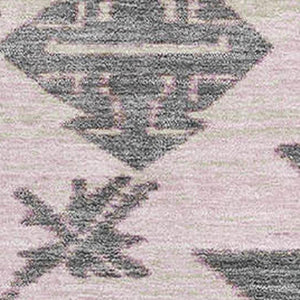 HomeRoots 5' X 8' Pink Charcoal Tribal Area Rug - Washable, Stain Resistant, UV Protected for Homes with Kids & Pets 709008