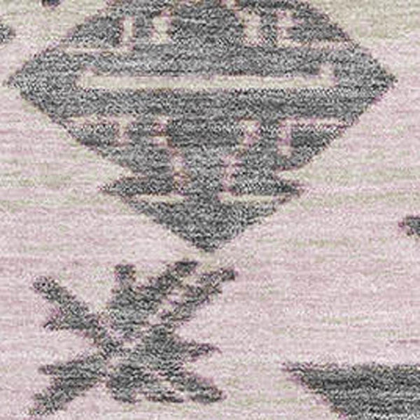 HomeRoots 10' X 14' Pink Charcoal & Gray Tribal Area Rug - Washable, UV Protected, Non-Slip for Family Spaces 709012